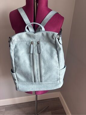 Bromen vegan leather Light Blue Backpack - Stylish Everyday Bag